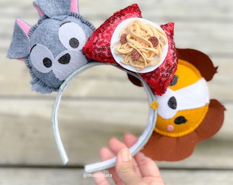 Mickey Mouse Ears Headband | Lady and the Tramp Inspired Minnie Ears | Disney Ears Headband | Mickey Ears Hair Clips Option