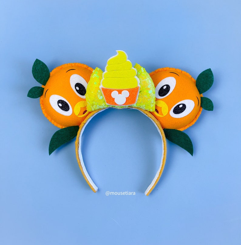Mickey Ears Disney Ears Orange Citrus Bird Epcot Minnie Mouse Ears Tsum Tsum Can be done as Hair Clips Barrettes image 1