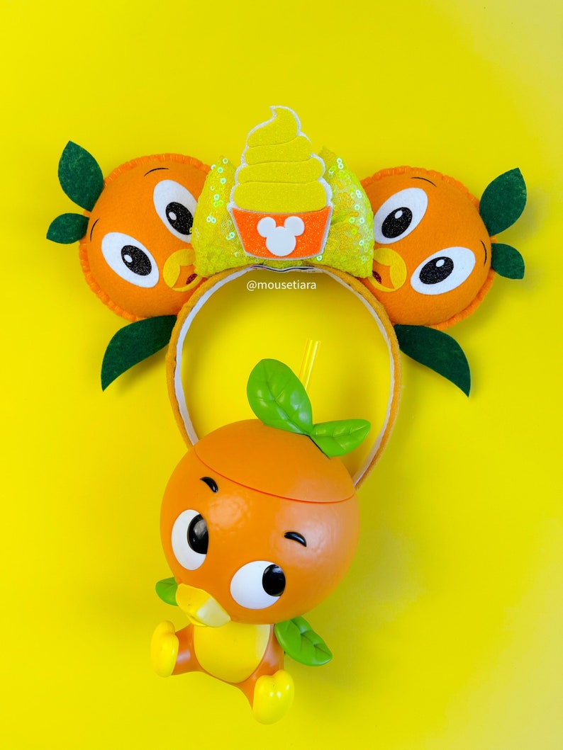 Mickey Ears Disney Ears Orange Citrus Bird Epcot Minnie Mouse Ears Tsum Tsum Can be done as Hair Clips Barrettes image 7