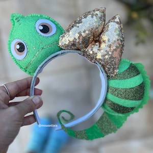 Mickey Ears Tangled Pascal the Chameleon Inspired Mickey Mouse Ears Headband Tsum Tsum Ufufy Disney | Can be done as Hair Clips Barrettes