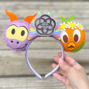 Disney Ears Mickey Ears | Figment Orange Bird Epcot ears | Imagination | Mickey Mouse Ears Headband | Can be done as Hair Clips Barrettes