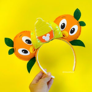 Mickey Ears Disney Ears Orange Citrus Bird Epcot Minnie Mouse Ears Tsum Tsum Can be done as Hair Clips Barrettes image 4