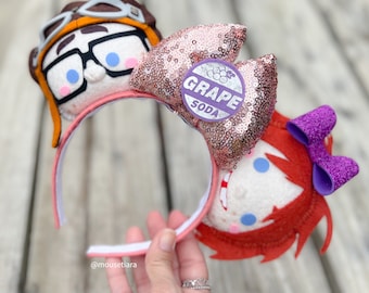 Mickey Ears Disney Pixar Up Ears Carl and Ellie Disney Parks Mouse Ears Headband Tsum Tsum Ufufy Disney Can be done as Hair Clips Barrettes