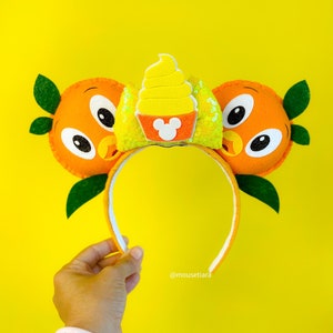 Mickey Ears Disney Ears Orange Citrus Bird Epcot Minnie Mouse Ears Tsum Tsum Can be done as Hair Clips Barrettes image 3