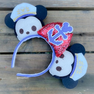 Disney ears Cruise Ship Captain Red Mickey Ears Minnie ear Headband Tsum Tsum  | Can be done as Hair Clips Barrettes