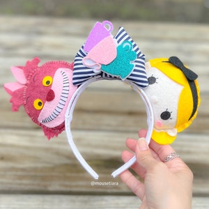 Disney Ears Mickey ears Alice in Wonderland Cheshire Cat Ears Headband | Can be done as Hair Clips Barrettes