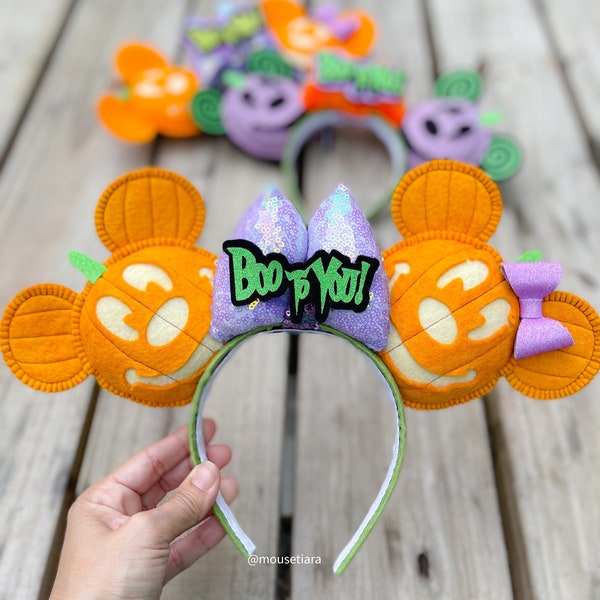 Mickey Ears Boo to you! Not so Scary Halloween party Orange Pumpkin Mickey Mouse Ears Headband Tsum Fall Holiday Christmas Disney Gift