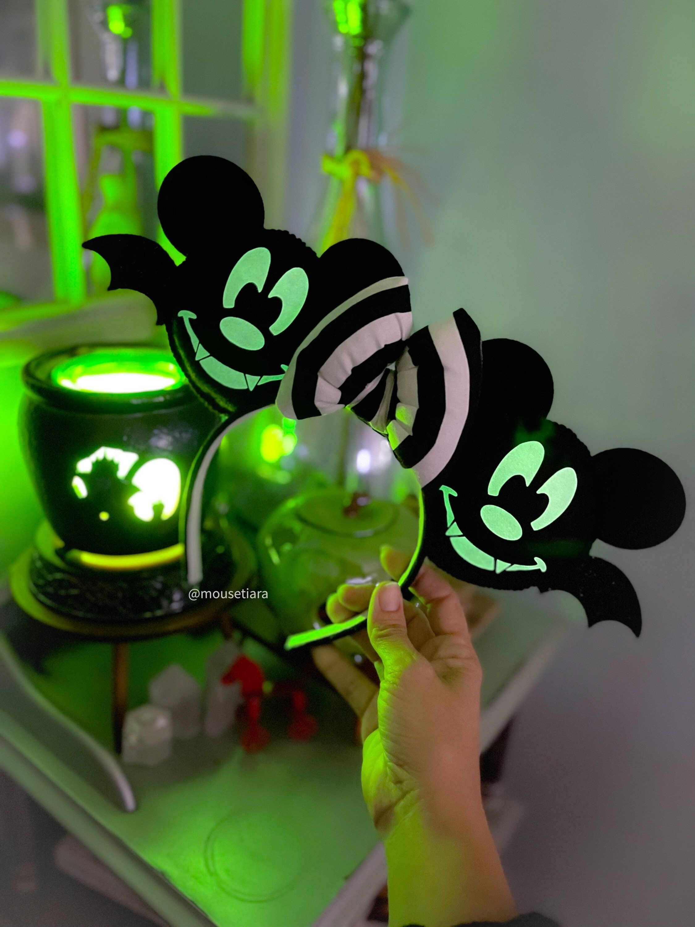 Mickey Halloween Vampire Bat Headband - Black with Orange & Teal Light up Pumpkin Mouse Ears Illuminated Halloween Headband  main image 4