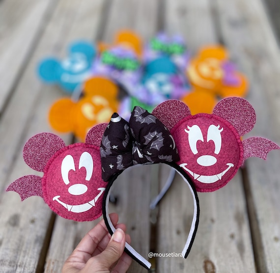 Disney Minnie Mouse Ears Bat Vampire Headband Glow In The Dark Mickey Ears | Vampire Bat Glow in the Dark Mickey Minnie  main image 3