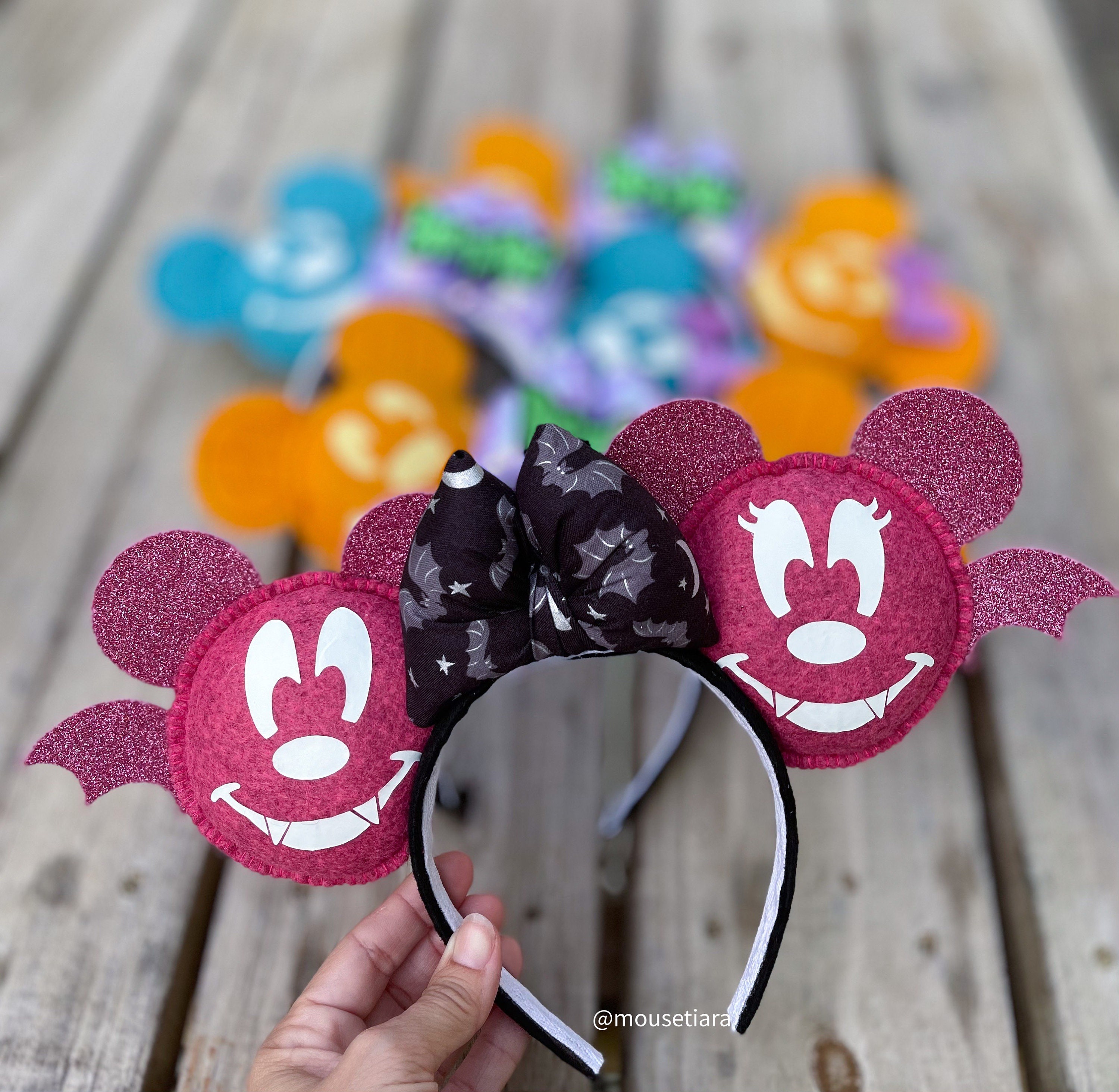 Factory 55 - VAMPIRE MICKEY MOUSE INTERCHANGEABLE EARS (Glow in Dark) Mickey Ears | Vampire Bat Mickey Mouse Ears Headband  main image 4