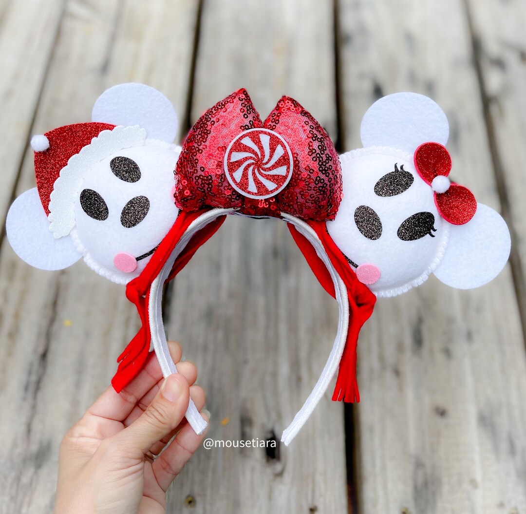 Disney Ears Christmas Mickey Ears Peppermint Candy Snowman Etsy