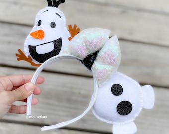 Disney Ears Olaf Mickey Ears Frozen Olaf Elsa Anna Olaf Arendelle Mickey Mouse Ears Disneyland Headband Can be done as Hair Clips Barrettes