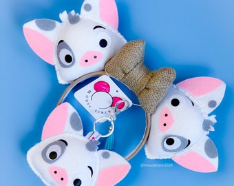 Disney Ears Mickey Ears |  Moana Minnie Ears | Pua Pig Keychain set Tsum Tsum | Can be done as Hair Clips Barrettes