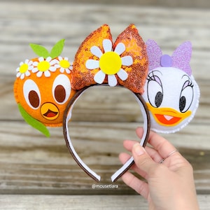 Mickey Ears | Disney Ears | Orange Citrus Bird Daisy  | Epcot  Minnie Mouse Disney | Can be done as Hair Clips Barrettes