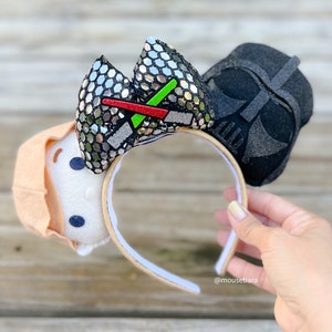Mickey Ears Luke Skywalker DARTH Vader Star Wars inspired  Mouse Ears Headband | Can be done as Hair Clips Barrettes
