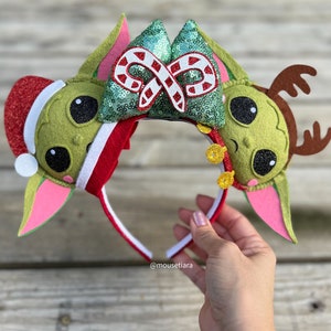 Disney Ears Christmas Mickey Ears Baby Yoda Grogu The Child Reindeer Santa Claus Peppermint Minnie ears Disney
