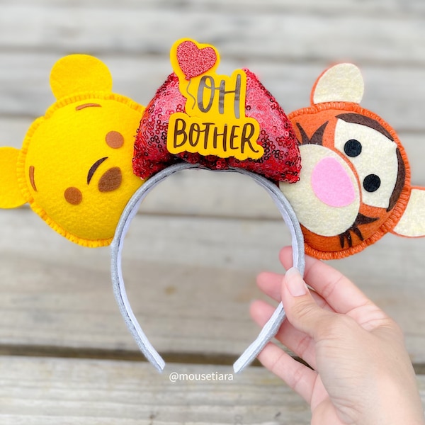 Disney Ears Minnie Mouse Ears | Winnie the Pooh Tigger Ears Headband | Mickey Ears Ufufy Disney | Can be done as Hair Clips Barrettes