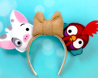 Disney ears Mickey Ears Pua and Hei Hei Moana Hand Made Mouse Ears MouseTiara Tsum Tsum Ufufy Disney  | Can be done as Hair Clips Barrettes