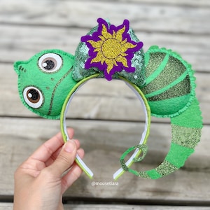 Mickey Ears Tangled Pascal the Chameleon Inspired Mickey Mouse Ears Headband Tsum Tsum Ufufy Disney | Can be done as Hair Clips Barrettes