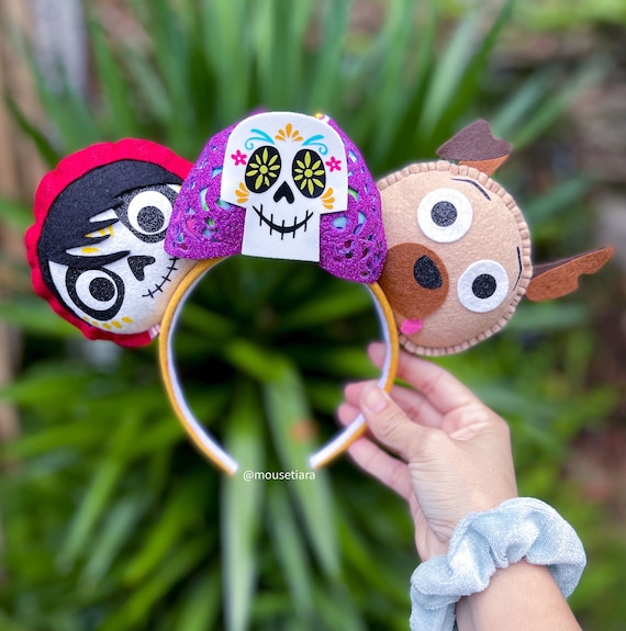 Disney Parks Coco Dia De Los Muertos Floral Skull Halloween Headband Ears c2b69fdd-670a-4ecb-9812-  main image 4