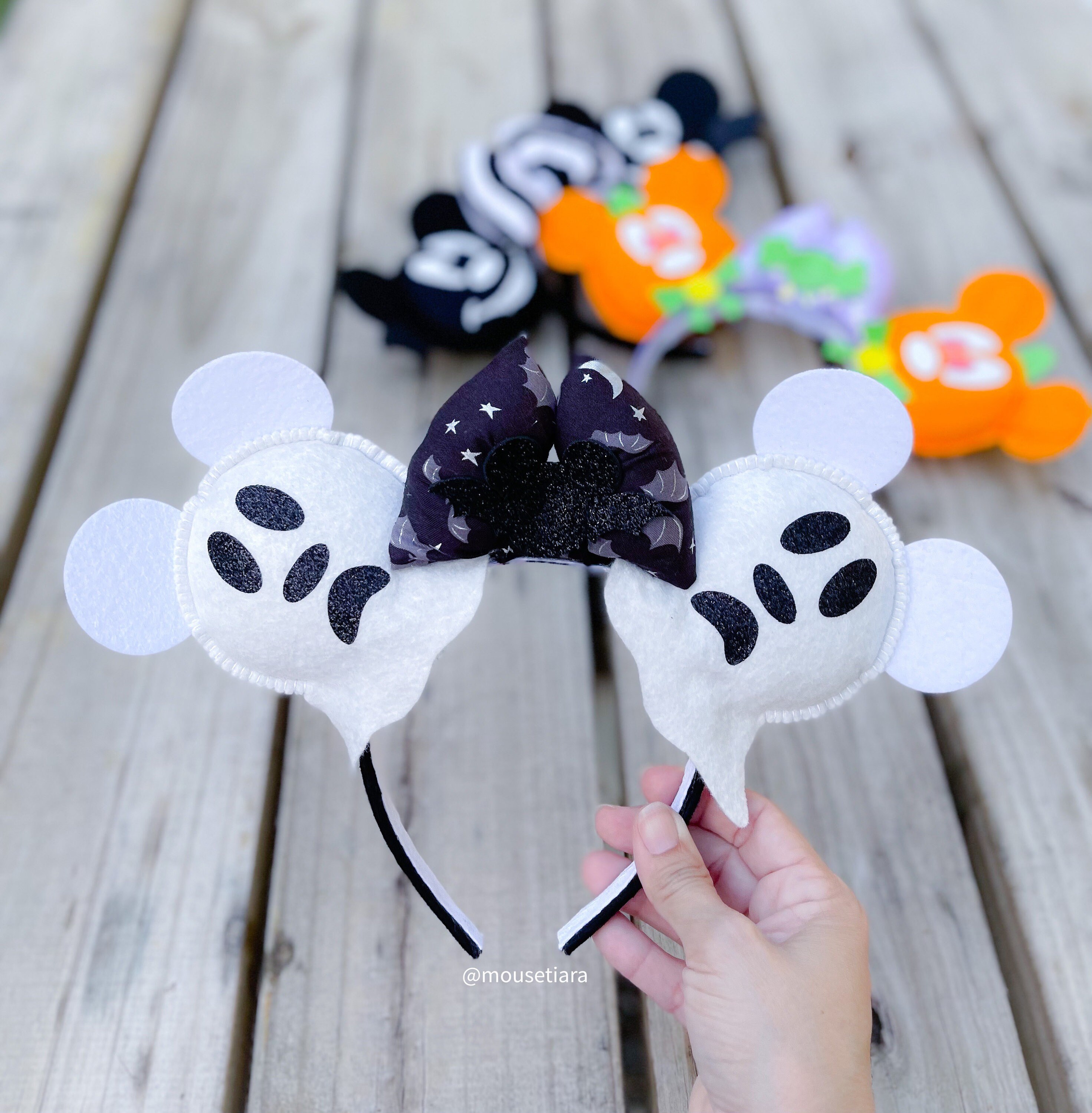 NWOT Tokyo Disney Halloween Ghosts ? Mickey Minnie Mouse Ears Headband New Minnie And Mickey Ghost ears Headband has Arrived at  main image 2