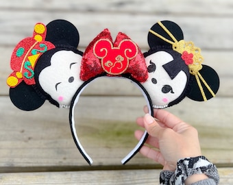 Orecchie di Capodanno cinese Orecchie di topolino Capodanno lunare cinese Mickey Minnie Orecchie di topo Fascia Tsum Tsum Ufufy Disney