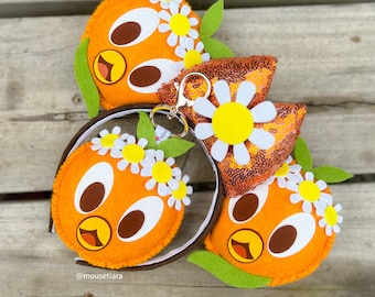 Mickey Ears | Disney Ears Keychain set  | Orange Citrus Bird | Epcot  Minnie Mouse Ears | Can be done as Hair Clips Barrettes