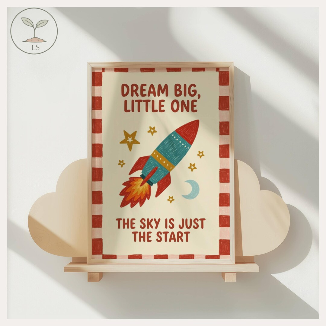 Rocket Ship Nursery Wall Art, Space Theme Childrens Bedroom Decor ...