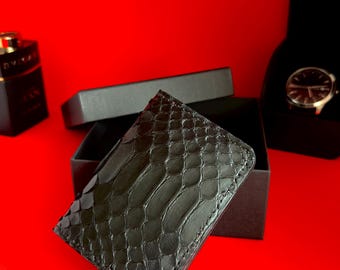 Handmade Genuine Python Leather Card Holder – Luxury Exotic Leather Wallet