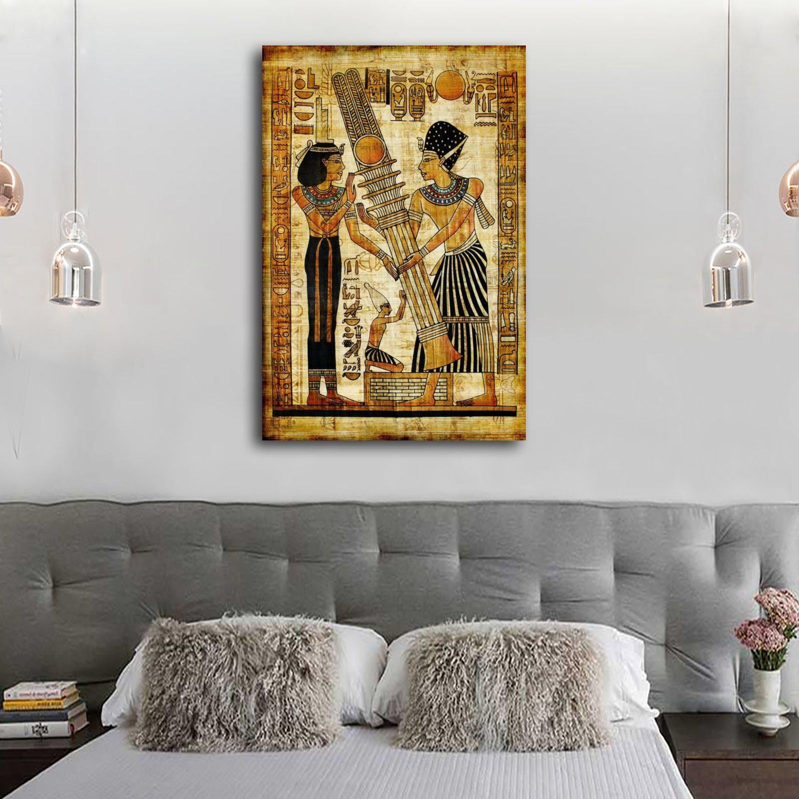 Ancient Egyptian Papyrus Hieroglyphics Wall Art Print Canvas Painting ...