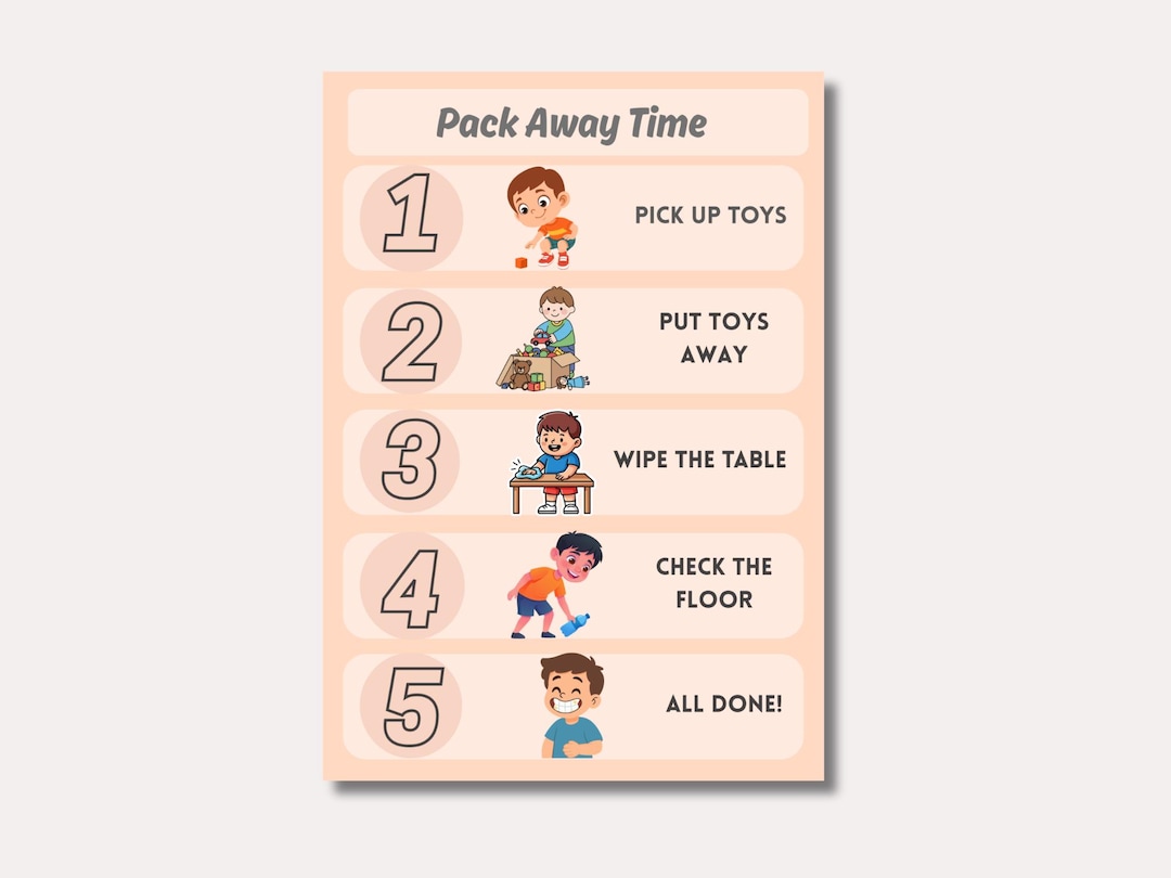 Pack Away Time Poster | Kids Routine Visual Chart (instant Download) - Etsy