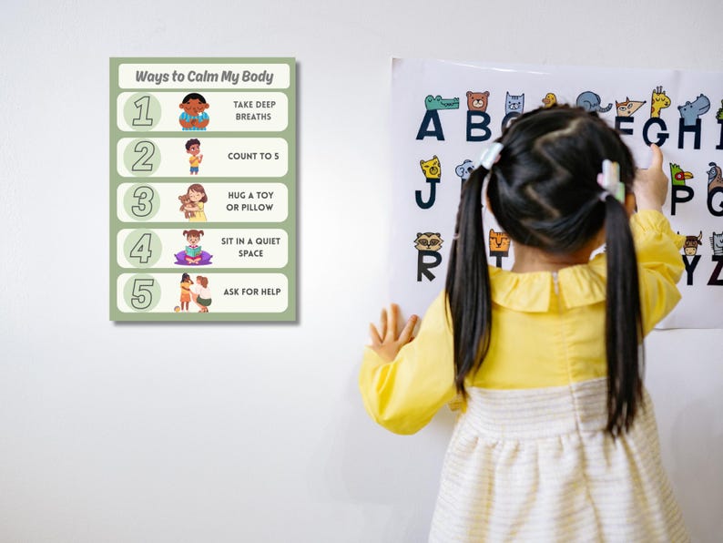 Kids Feelings Chart & Calm Down Posters | SEL Learning Bundle ...