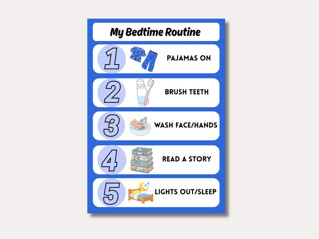 Editable Bedtime Routine Chart for Kids | Visual Schedule (instant ...