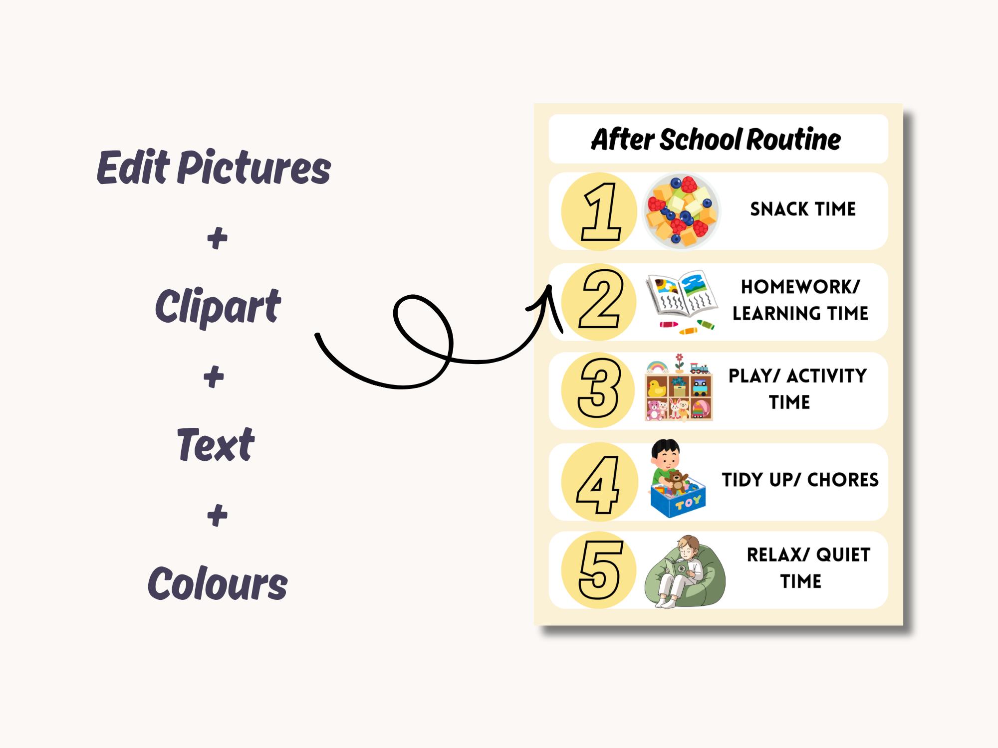 After School Routine Tracking Chart After School Routine Chart Printable | Editable Kids Routine | Daily ...