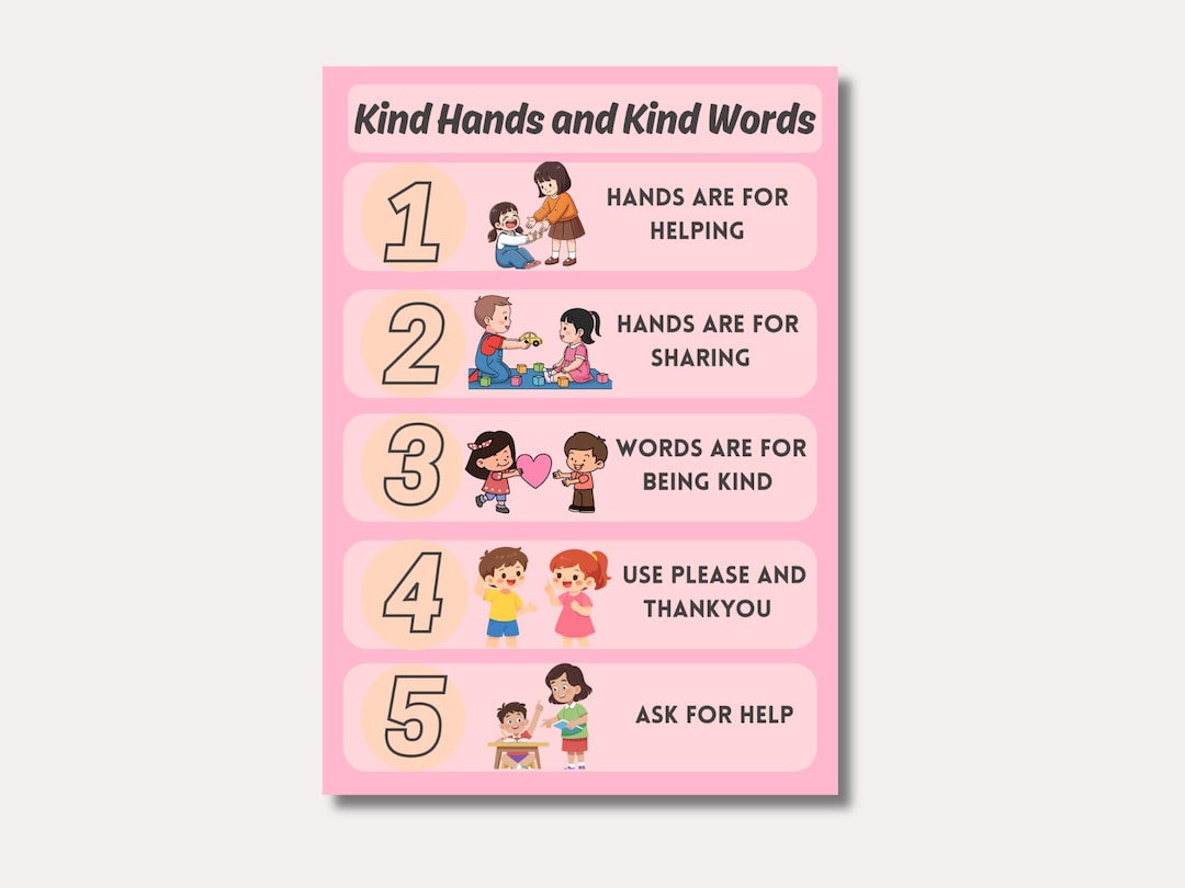 Kind Hands Examples Kind Hands Kind Words Poster | Social Emotional Learning Behavior Chart ...