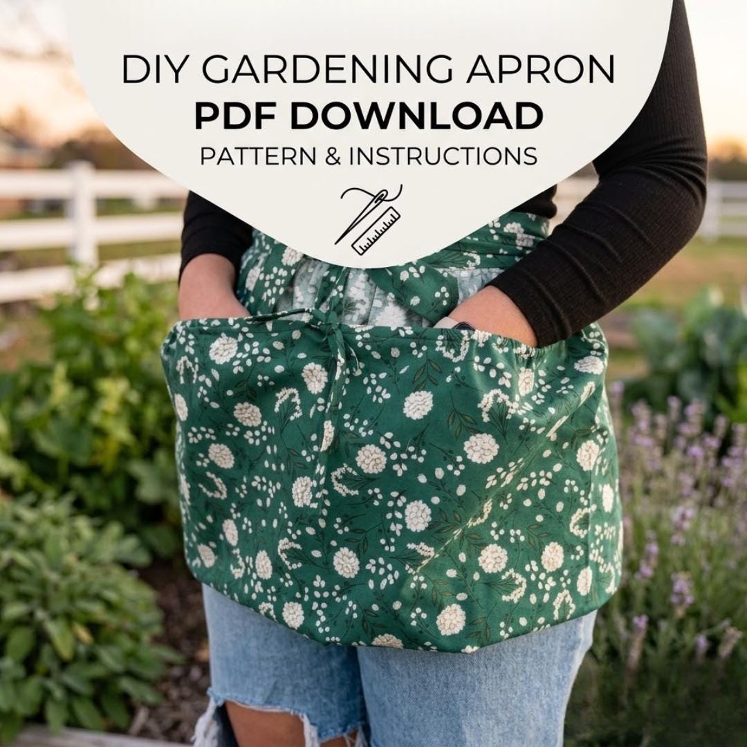 Harvest Apron Sewing Pattern | DIY Gardening Half Apron With Pockets ...