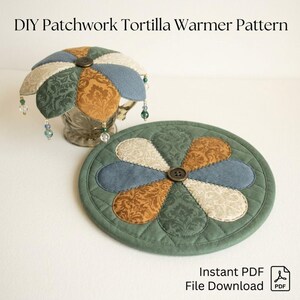 Patchwork Tortilla Warmer Sewing Pattern, Quilted Kitchen Decor (PDF Download)
