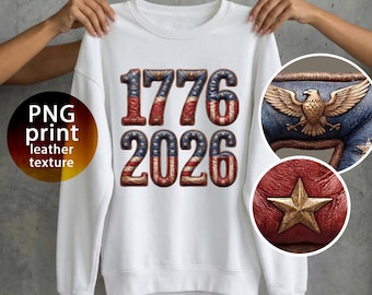 USA 250 Years America PNG 1776-2026 numbers textured leather 250th Anniversary patriotic design Independence Day retro vintage 4th of July