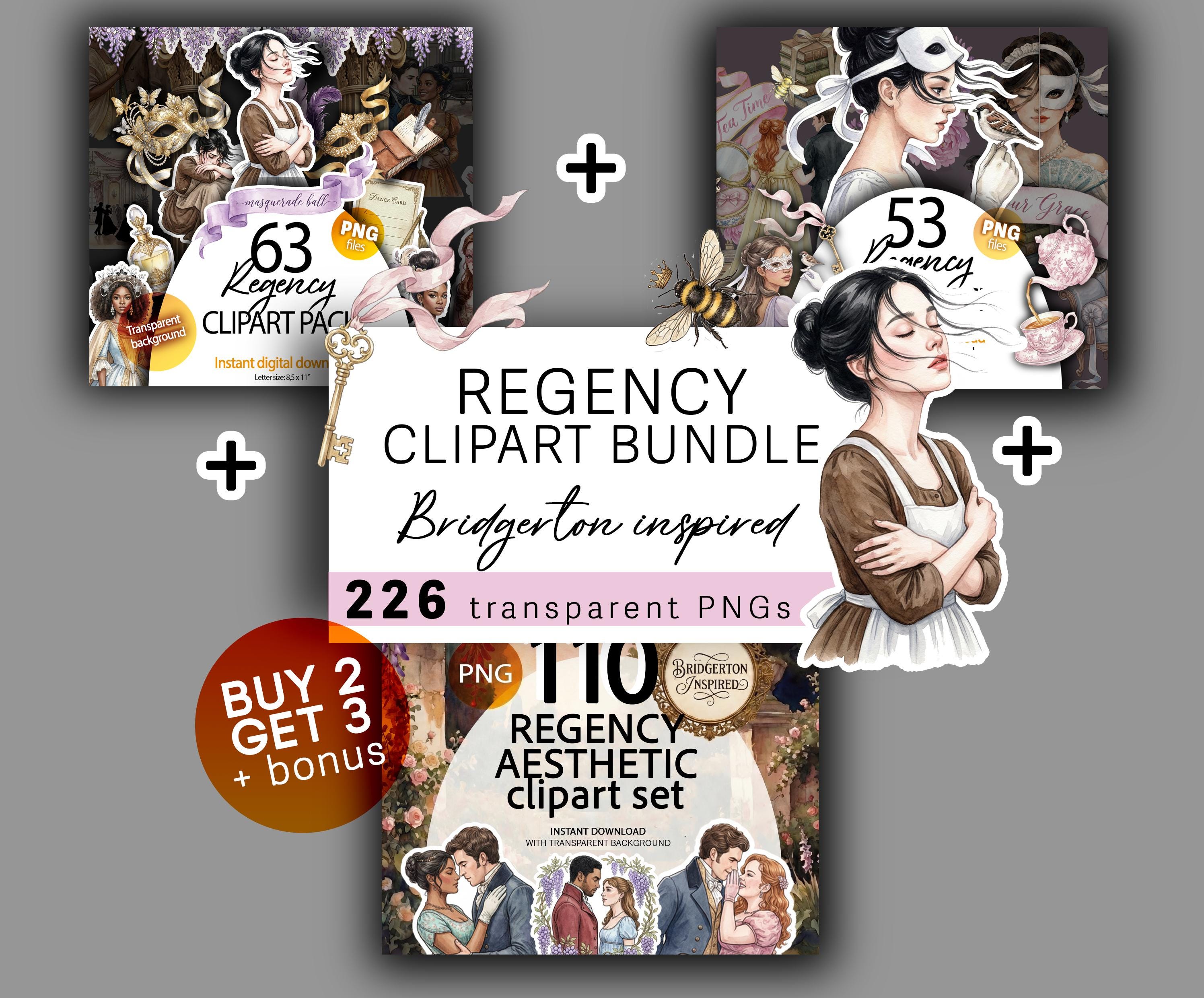 Regency Graphics Regency Era Clipart Mega Bundle, Bridgerton Inspired Aesthetic, PNG ...