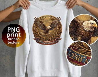 America 250th Anniversary PNG bronze eagle clipart file for print USA semiquincentennial digital download 4th of July patriotic printable