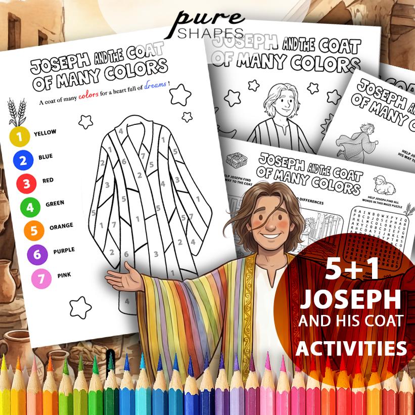 Joseph and His Coat of Many Colors Activity, Color by Number Printable ...