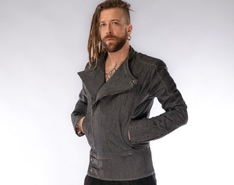 Ethno Punk Denim Jacket: Men's Alternative Urban Style