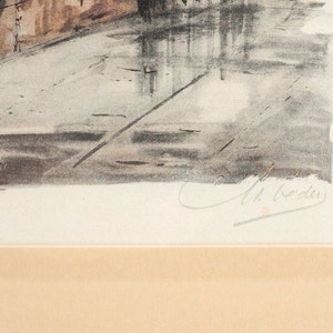 Colored Lithograph of Paris Street Scene & Notre Dame image 3