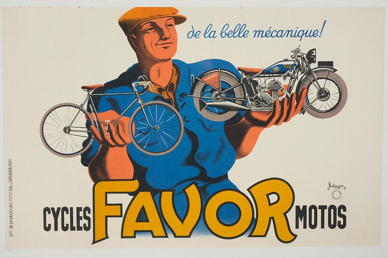 Vintage 1937 Favor Cycles Motos Poster Etsy Vintage 1937 Favor Cycles Motos Poster Etsy