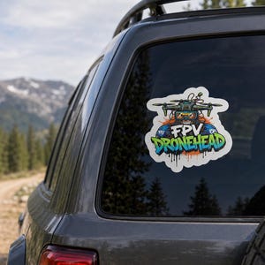 FPV Dronehead Sticker | Colorful Drone Pilot Decal | FPV Goggles Sticker | Racing Drone Vinyl Sticker | RC Hobby Gift