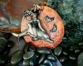 Large Halloween Pendant- the Young witch and the dolphin