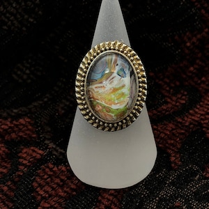Beautifully Hand Painted glass ring - 20