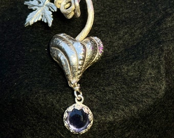 Silver Heart with a Tanzanite drop…..