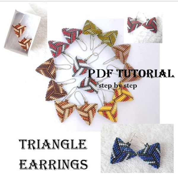 Double side triangle earrings, Beading Pattern, PDF tutorial, peyote technique, digital tutorial, beading instructions, earrings tutorial