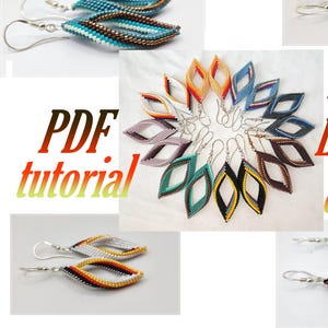 Striped Leaf Drop Earrings Pattern, Twisted Peyote Stitch (PDF Tutorial)